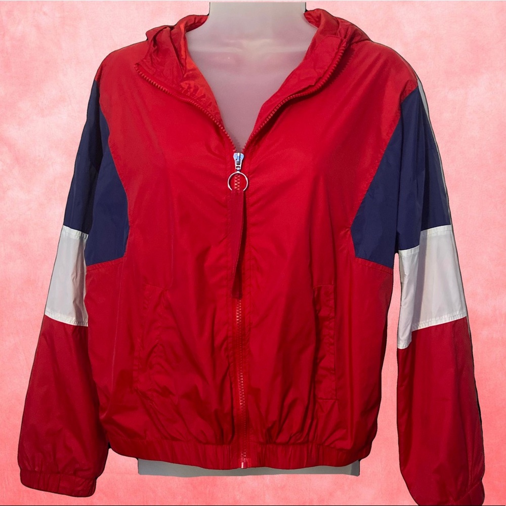 PINK ROSE-Red White & Blue Full Zip Windbreaker. Med.